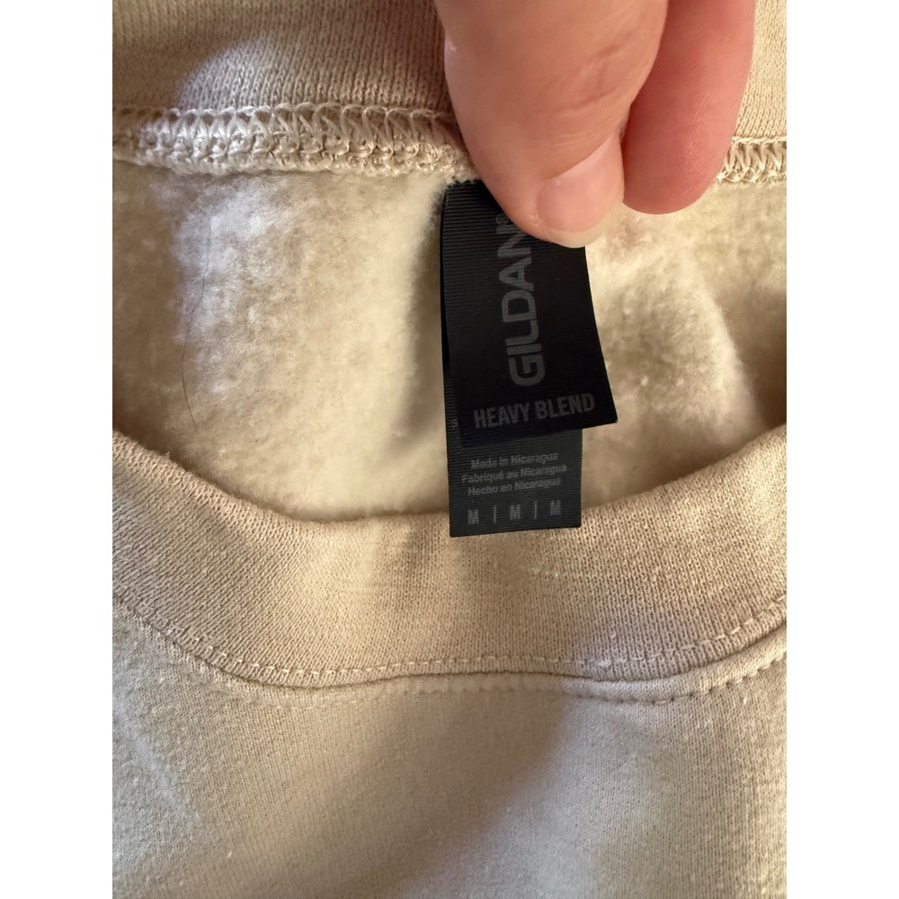 Gildan Heavy Blend Ask Me About My Dog Sweatshirt Sand Beige Medium - Picture 3 of 4